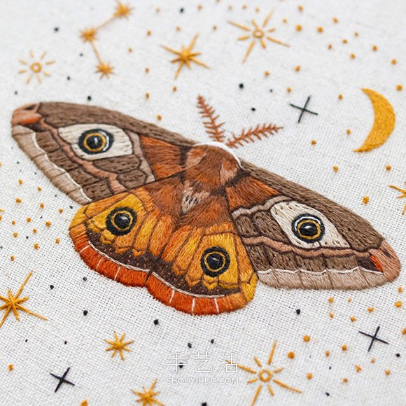 栩栩如生的手工蝴蝶、飞蛾刺绣作品图片！