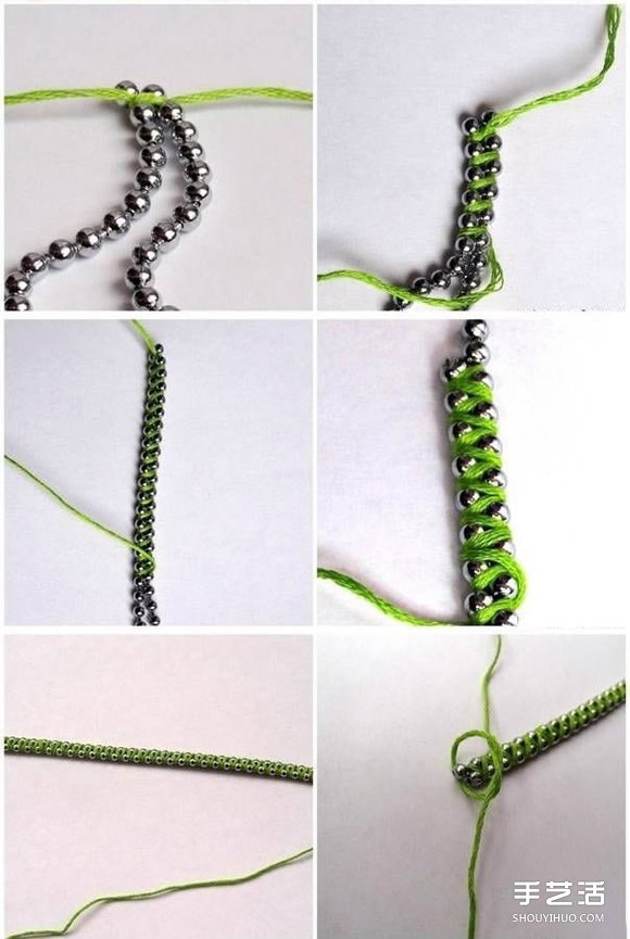 编织绳缠绕上金属珠串 DIY混搭出你的专属手链
