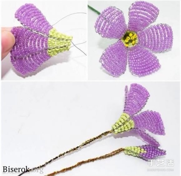 串珠花的教程图解 串珠花朵手工制作方法