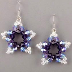 漂亮的五角星形状串珠水晶耳环DIY手工制作