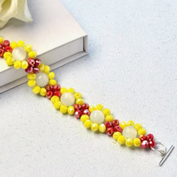 自制红黄两色宝石手链的制作方法步骤图解