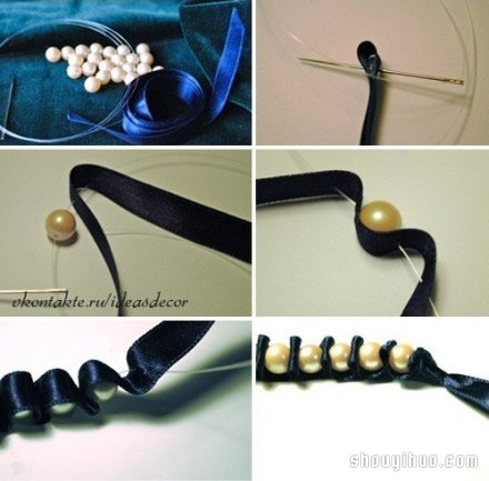 容易学的绸带串珠手串手链DIY制作图解教程