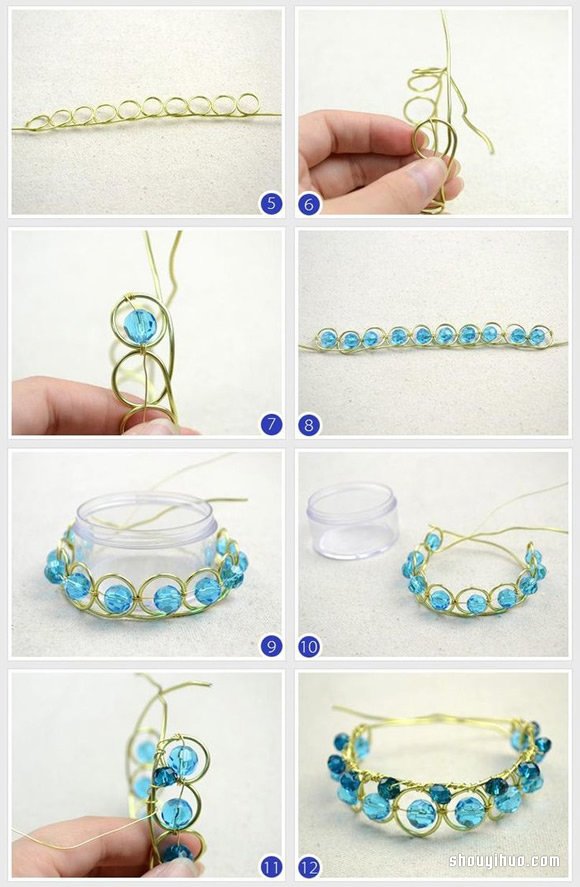 适合夏天佩戴的金属丝水晶串珠手镯手链DIY