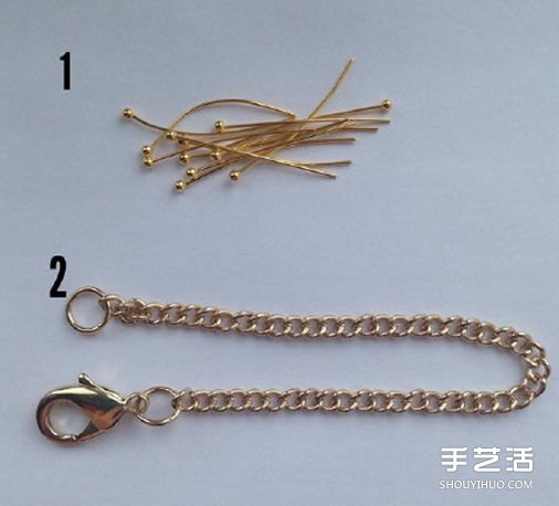 华丽串珠手链搭配金属链DIY方法图解教程