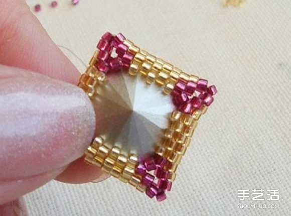 方形串珠饰品DIY教程 手工串珠宝石饰品制作