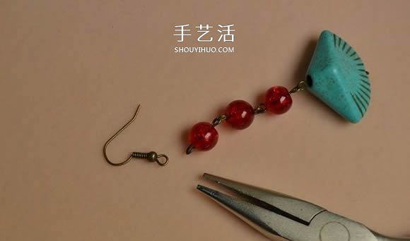 复古风格绿松石贝壳耳环的DIY制作图解教程