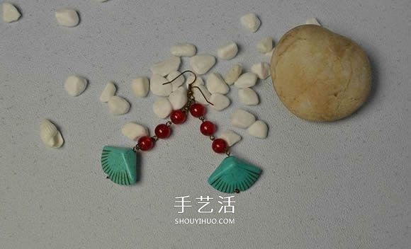 复古风格绿松石贝壳耳环的DIY制作图解教程