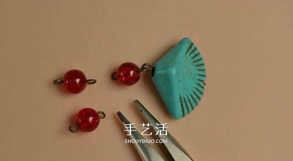 复古风格绿松石贝壳耳环的DIY制作图解教程