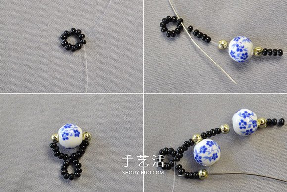 中国风陶瓷珠子手链的制作方法图解