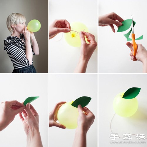 气球结合剪纸手工制作梦幻水果装饰