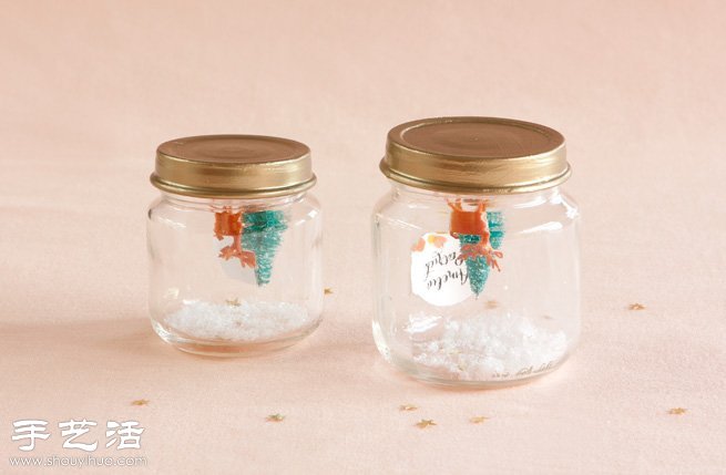 玻璃罐+创意+DIY 制作漂亮的雪景小饰品