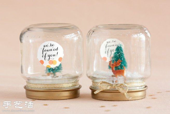 玻璃罐+创意+DIY 制作漂亮的雪景小饰品