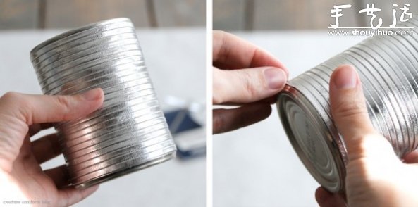 铁皮罐头废物利用DIY花瓶的教程