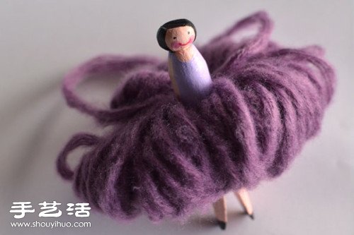 毛线+木夹子 DIY手工制作婚庆用花仙子玩偶