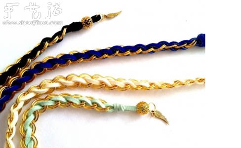 绳子和金属链编织漂亮手链的教程
