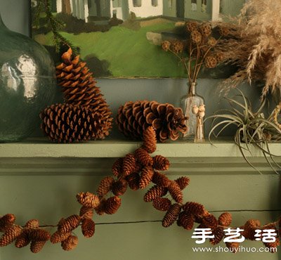 松子变废为宝 DIY漂亮节日装饰品