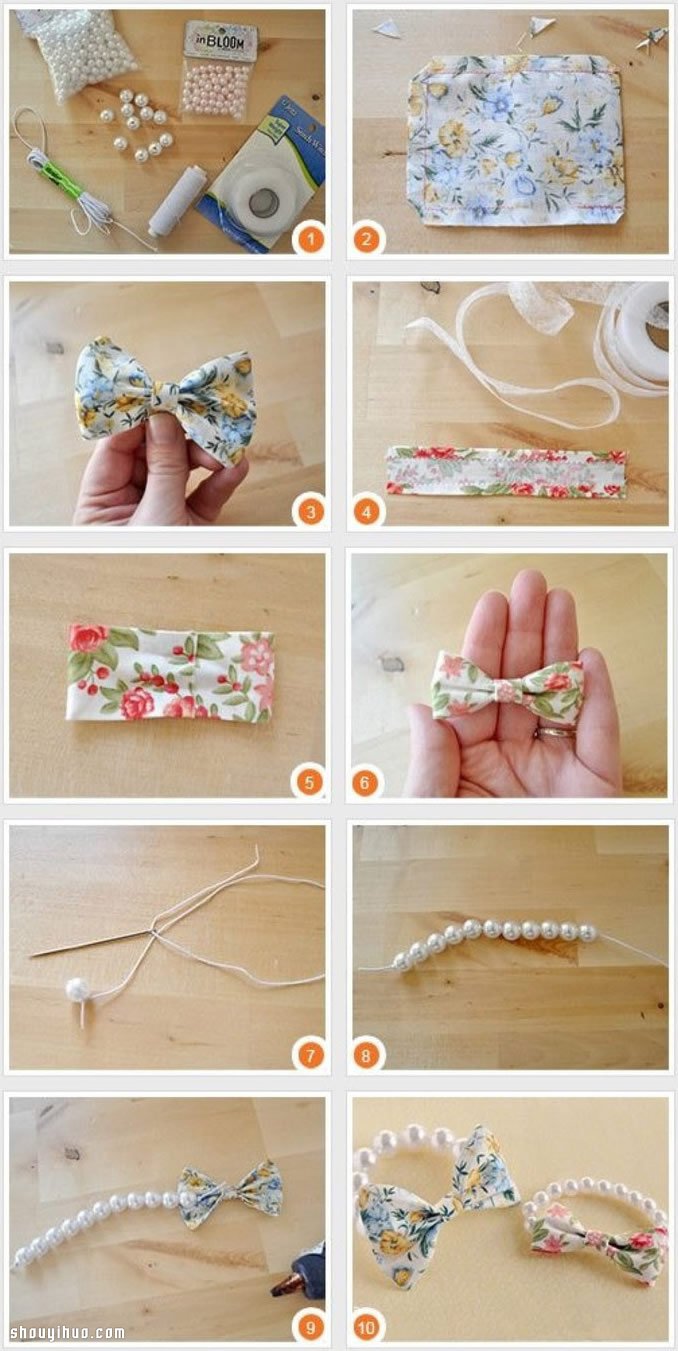 好看的带蝴蝶结珍珠手串手工制作方法教程