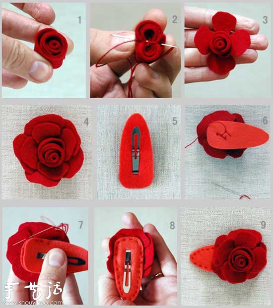 DIY玫瑰发夹 玫瑰花发夹手工制作