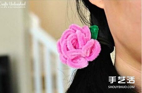 扭扭棒花朵教程图解 DIY手工制作玫瑰花头绳