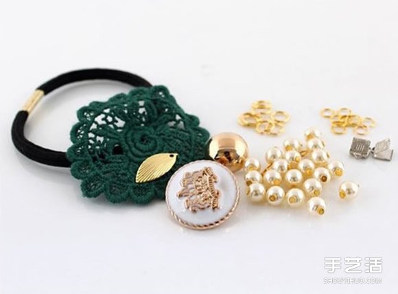 珍珠装饰发绳DIY图解 串珠果实发绳手工制作