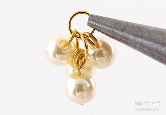 珍珠装饰发绳DIY图解 串珠果实发绳手工制作