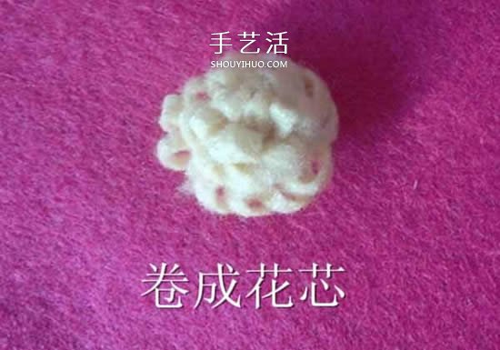 简单毛毡布花手工制作 粘贴到发箍上做装饰