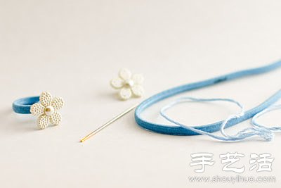 纽扣+松紧带 DIY手工制作可爱小花戒指