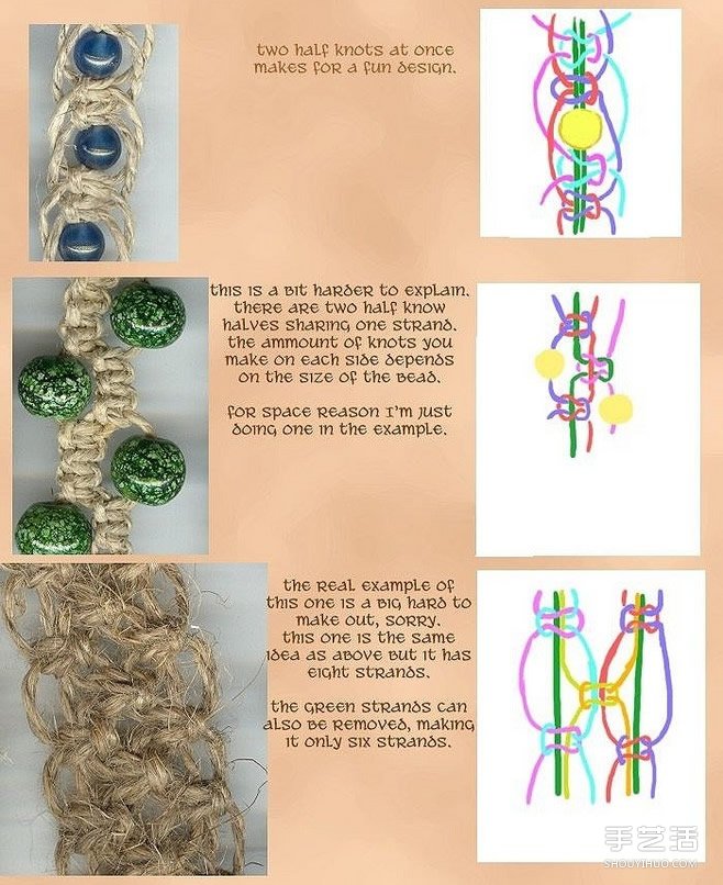 森女风的麻绳手链的编法 麻绳编织手链图解