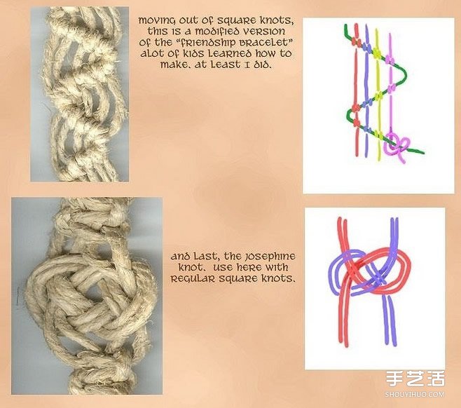 森女风的麻绳手链的编法 麻绳编织手链图解
