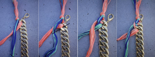民族风绣线编织金属手链的制作方法图解教程