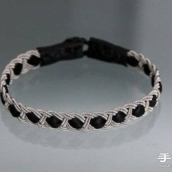 皮革+金属链/串珠链 手工制作古典编织手链