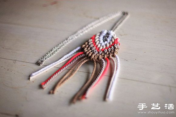 编织绳+金属链 DIY手工制作超美项链