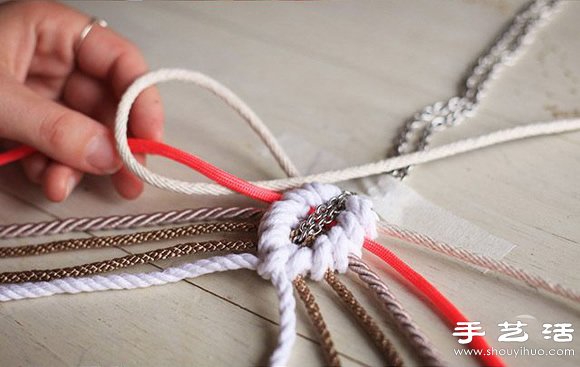编织绳+金属链 DIY手工制作超美项链