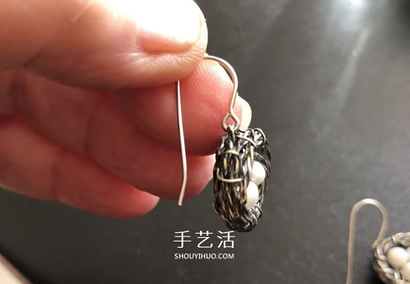 金属丝手工制作创意鸟巢耳环图解教程