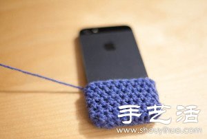 毛线+钩针 手工制作小黄人手机套