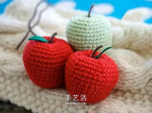 可爱手工苹果小装饰！钩针编织苹果的方法图解