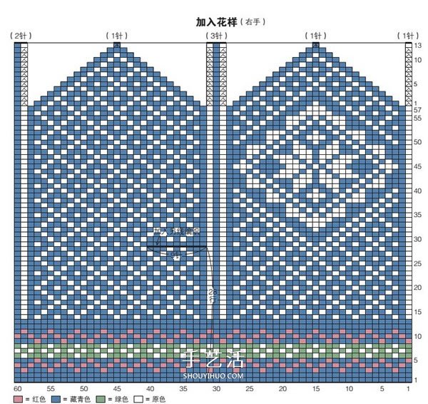 用毛线编织带漂亮花纹的连指手套织法图解