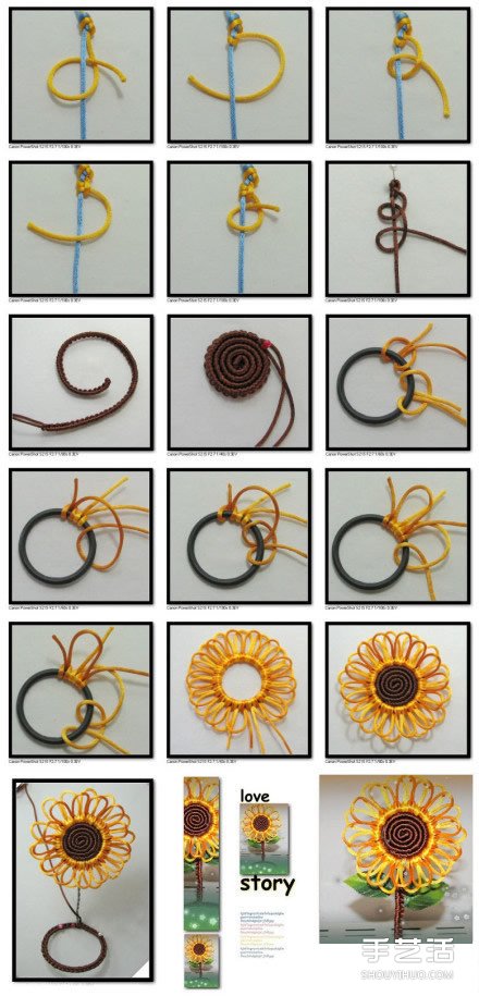 手工太阳花的编法图解 编织太阳花的方法教程
