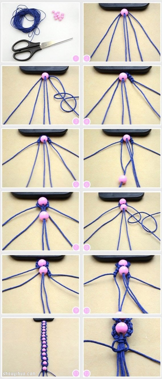 时尚大气手链的编法图解 手串手工制作教程