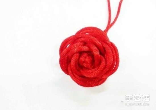 双线结玫瑰花的编法 手工编织双线结玫瑰图解