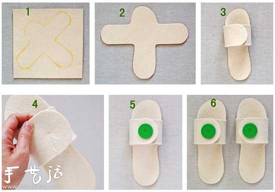 羊毛毡DIY制作拖鞋的教程