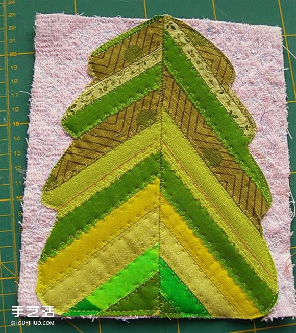 漂亮拼布树叶杯垫DIY 拼布制作树叶图案杯垫