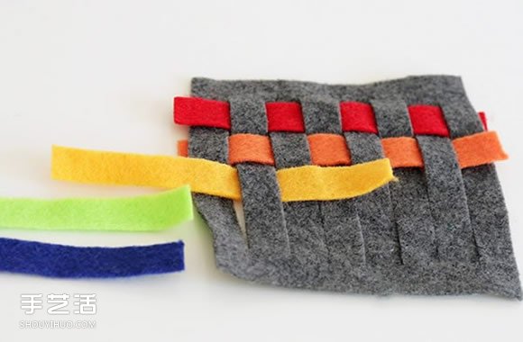 编织风毛毡杯垫DIY 用毡布制作彩虹杯垫教程