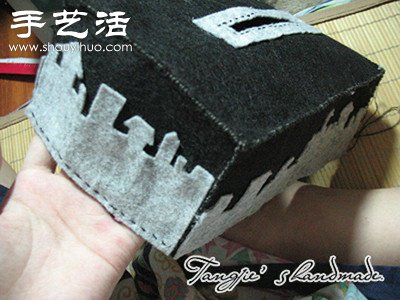 碎布料DIY制作漂亮布艺纸巾盒