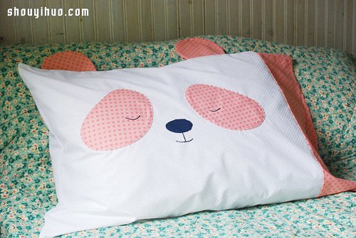 超萌熊猫枕头DIY 熊猫脸枕头套手工制作