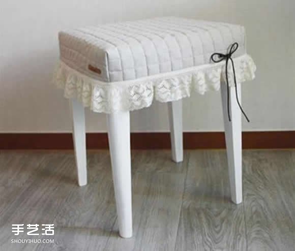 梳妆台椅凳改造DIY 上漆再做个椅子套超完美
