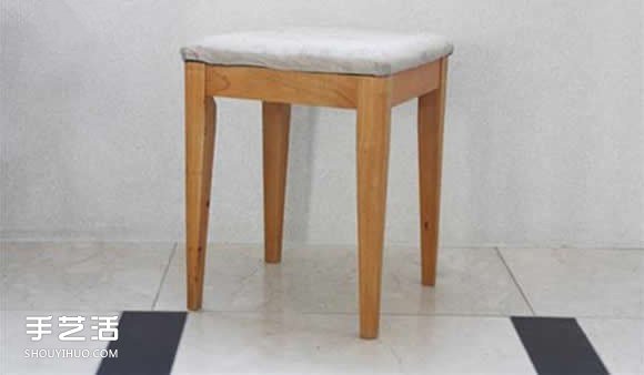 梳妆台椅凳改造DIY 上漆再做个椅子套超完美