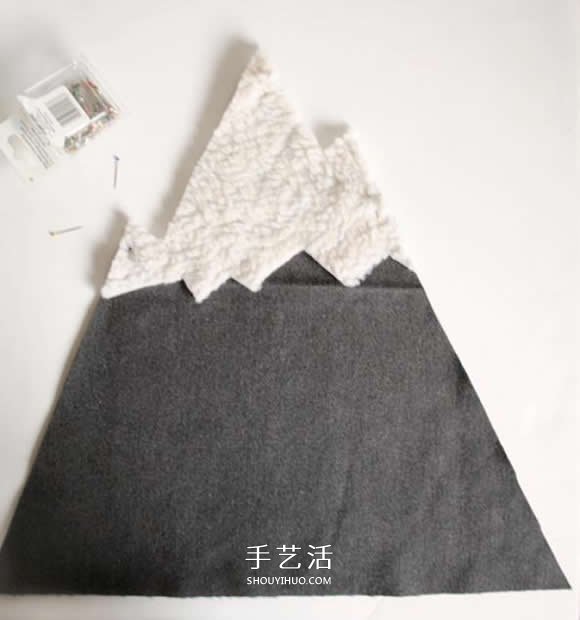 不织布雪山抱枕DIY 布艺手工制作雪山抱枕