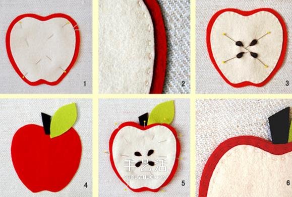 不织布苹果杯垫的做法 简单布艺水果杯垫DIY