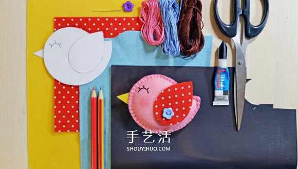 不织布小鸟冰箱贴DIY 手工布艺小鸟冰箱贴制作